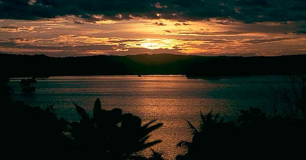 lake Te Nggano rennel solomon islands at sunset