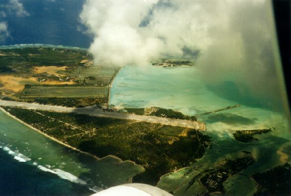 Bonriki Airport (TRW) kiribati just after take off